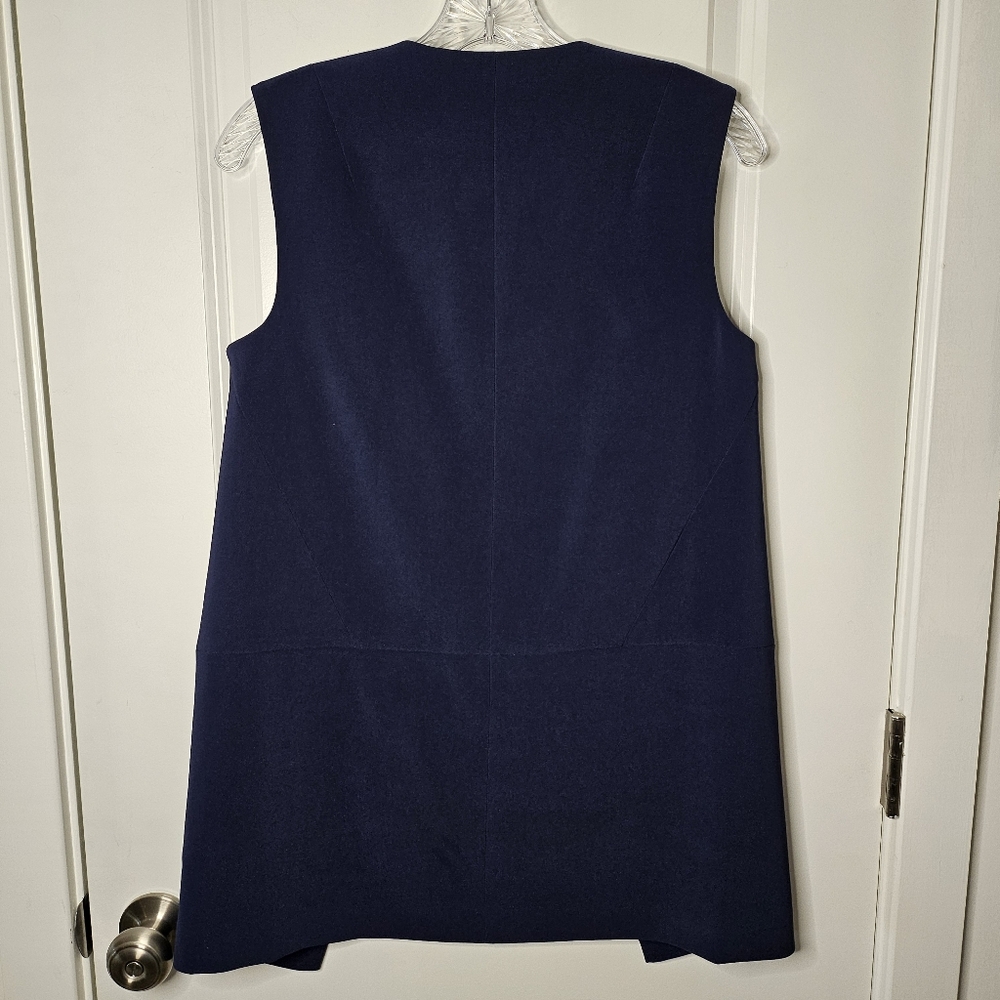 White House Black Market Women's Navy Blue Vest Size 0 Minimalist Lagenlook - Picture 5 of 11